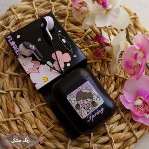 هندزفری طرح فانتزی دختر مدل Flower-XY-87 به همراه کیف هندزفری
