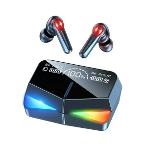 هدفون بلوتوثی مدل M28 TWS بدون قابلیت نویز کنسلینگ، درگاه شارژ USB Type-C، دارای صفحه نمایش LED برای نمایش میزان شارژ، باتری قابل شارژ تا 200 ساعت