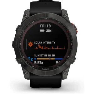 ساعت هوشمند گارمین مدل Fenix 7x SOLAR دارای قابلیت های صفحه نمایش لمسی , کنترل موسیقی (Music Player) , کنترل سطح اکسیژن خون، بند سیلیکون