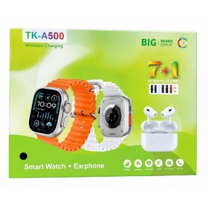 ساعت هوشمند 49 میلی متری  مدل TK-A500 با بند سیلیکونی به همراه هدفون
