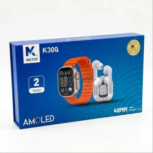 ساعت هوشمند 49 میلی متری ام کا مدل K300 با بند سیلیکونی به همراه هدفون بلوتوثی