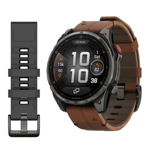 ساعت هوشمند 51 میلی‌متری گارمین مدل Fenix 8 Pro با بند چرمی به همراه بند سیلیکونی