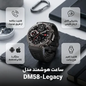 ساعت هوشمند 1.43 اینچی دیبت ویر مدل DM58-Legacy با بند سیلیکونی