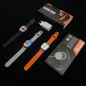 ساعت هوشمند 45 میلی متری مدل KW80 Max با بند سیلیکونی و شارژر