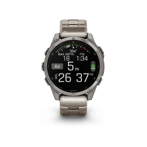 ساعت هوشمند گارمین مدل Fenix 8 - 47mm دارای قابلیت های صفحه نمایش لمسی، کنترل موسیقی، کنترل سطح اکسیژن خون، ضد آب، بند تیتانیوم