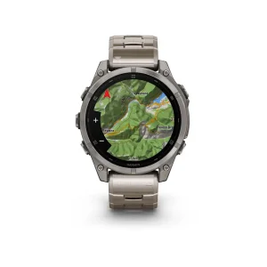 ساعت هوشمند گارمین مدل Fenix 8 - 47mm دارای قابلیت های صفحه نمایش لمسی، کنترل موسیقی، کنترل سطح اکسیژن خون، ضد آب، بند تیتانیوم