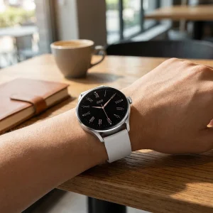 ساعت هوشمند کیو سی وای مدل MSU WATCH ELITE PUNCHING  دارای قابلیت های صفحه نمایش رنگی، صفحه نمایش لمسی، کنترل موسیقی (Music Player)، قابلیت مکالمه از طریق بلوتوث بند سیلیکون