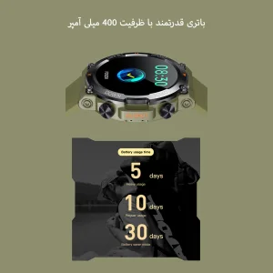 ساعت هوشمند مدل K56 Pro دارای قابلیت های شمارنده ضربان قلب، کنترل سطح اکسیژن خون، کنترل فشار خون، کنترل موسیقی، گام شمار، بند سیلیکونی