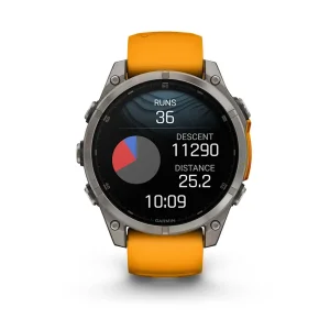 ساعت هوشمند گارمین مدل Fenix 8 - 47mm دارای قابلیت های صفحه نمایش لمسی، کنترل موسیقی، کنترل سطح اکسیژن خون، ضد آب، بند سیلیکون