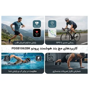 مچ بند هوشمند پرودو مدل PDSB1062BK با بند سیلیکونی