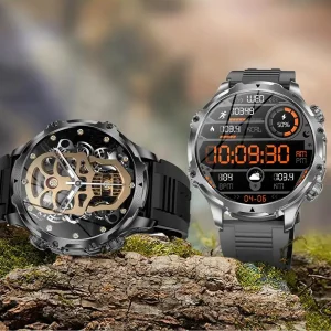 ساعت هوشمند 1.85 اینچی مدل AK75 با بند استیل