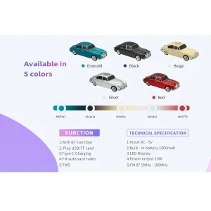 اسپیکر بلوتوثی قابل حمل وستر مدل WS-596 طرح ماشین کلاسیک