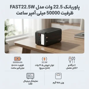 پاوربانک 22.5 وات مدل FAST22.5W ظرفیت 50000 میلی آمپر ساعت