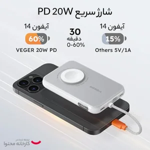 پاور بانک پرودو مدل Slim Watch Charger ظرفیت 5000 میلی آمپر ساعت