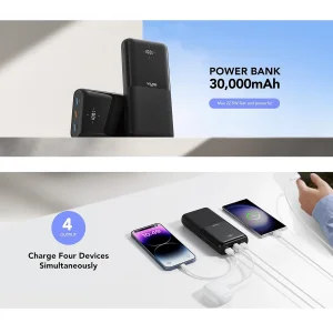پاوربانک 12 وات وییسی مدل G3015 ظرفیت 30000 میلی‌آمپرساعت به همراه کابل USB-C