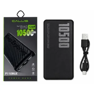 پاوربانک 5 وات کالوس مدل P118MAX ظرفیت 10500 میلی‌آمپرساعت به همراه کابل تبدیل USB-A به USB-C