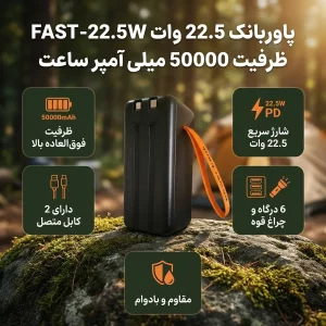 پاوربانک 22.5 وات مدل FAST-22.5W ظرفیت 50000 میلی آمپر ساعت