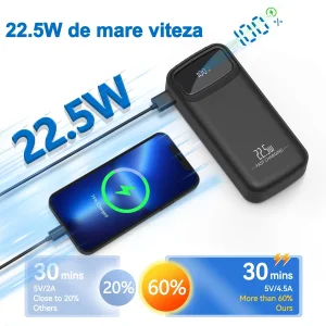 پاوربانک 22.5 وات مدل K8 ظرفیت 20000 میلی‌آمپرساعت