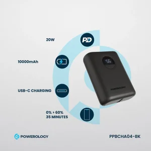 پاوربانک 20 وات پاورلوژی مدل Ultra Compact PPBCHA04 ظرفیت 10000 میلی‌آمپرساعت