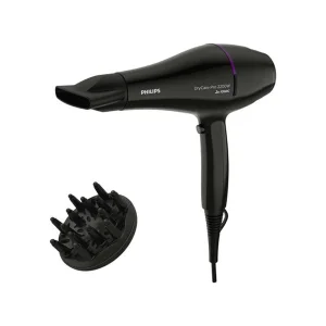 سشوار حرفه‌ای 2200 وات فیلیپس مدل BHD274، موتور AC، وزن 600 گرم، دارای سری متمرکز‌کننده باریک، متمرکز‌کننده پهن با ویژگی حجم‌دهندگی، با قابلیت باد سرد، فناوری تولید یون