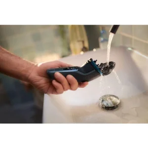 ماشین اصلاح موی صورت فیلیپس مدل S3144 با تیغه استیل ضد زنگ، اصلاح چرخشی، قابلیت استفاده تر و خشک، ضد آب، شارژ سریع 5 دقیقه‌ای، شارژ کامل 60 دقیقه، طراحی ارگونومیک و خط زن