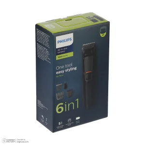 ماشین اصلاح موی سر و صورت فیلیپس مدل MG3710/15 با تیغه استیل ضد زنگ خودتیزشونده، باتری قابل شارژ با 60 دقیقه استفاده بی‌سیم، طراحی ارگونومیک و قابلیت اصلاح خط زن و حجم زن همراه با تریمر گوش و بینی