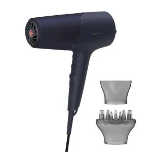 سشوار حرفه‌ای 2300 وات فیلیپس مدل BHD510، موتور DC، وزن 330 گرم، المنت سرامیک تورمالین، دارای سری دیسپانسر، متمرکز‌کننده باریک با ویژگی صاف‌کنندگی، با قابلیت فناوری تولید یون