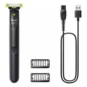 ماشین اصلاح موی صورت فیلیپس مدل QP1424.10 شارژی با تکنولوژی OneBlade، ضدآب، قابل استفاده خشک و مرطوب، تیغه استیل ضد زنگ، اصلاح صفر زن، دارای دو شانه 1 و 3 میلی‌متری، شارژ USB با 30 دقیقه استفاده مداوم