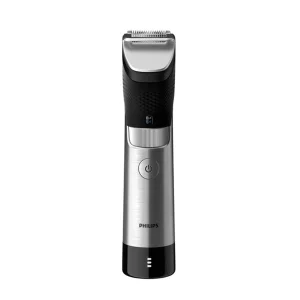 ماشین اصلاح موی صورت فیلیپس مدل BT9810/13 با تیغه استیل ضدزنگ، فناوری PowerAdapt Sensor، استفاده خشک و مرطوب، ضد آب، شانه فلزی قابل تنظیم، باتری لیتیوم یونی با شارژ سریع 60 دقیقه و زمان استفاده 120 دقیقه، طراحی ارگونومیک و منبع انرژی برق و باتری