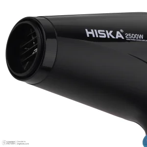 سشوار حرفه‌ای هیسکا مدل H5261 با موتور AC پرقدرت 2500 وات، فناوری تولید یون، دکمه باد سرد، تنظیم دما در چهار حالت، کنترل سرعت دو حالته، وزن 1350 گرم، به همراه دیسپانسر و 2 عدد سری متمرکزکننده