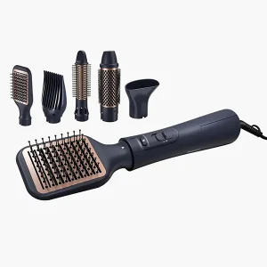 سشوار برس‌دار حالت‌دهنده 1000 وات فیلیپس مدل BHA530، موتور DC، وزن 400 گرم، دارای سری شانه‌دار، سری برس‌دار گرد باریک، سری برس‌دار گرد پهن، سری برس‌دار تخت، خشک‌کن ملایم با ویژگی فرکنندگی، صاف‌کنندگی، حجم‌دهندگی، با قابلیت فناوری تولید یون، باد سرد
