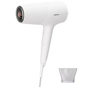 سشوار حرفه‌ای 2100 وات فیلیپس مدل BHD500، موتور DC، وزن 400 گرم، المنت سرامیک، دارای سری متمرکز‌کننده با ویژگی صاف‌کنندگی، حجم‌دهندگی، با قابلیت باد سرد، فناوری تولید یون
