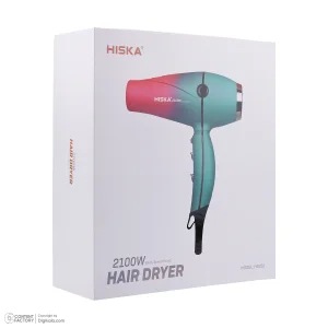 سشوار حرفه‌ای هیسکا مدل H5252 با موتور AC پرقدرت 2100 وات، تنظیم دما و سرعت در سه حالت، تکنولوژی آیونیک، دکمه باد سرد، سری حجم‌دهنده و کابل 3 متری
