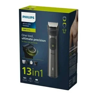 ماشین اصلاح موی صورت فیلیپس مدل MG7920 با باتری 1200 میلی‌آمپر، تیغه تریم، ضد آب و قابل استفاده زیر دوش، شارژ سریع USB و طراحی ارگونومیک با شانه قابل تنظیم دستی