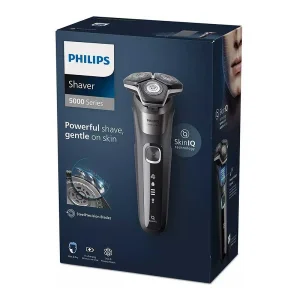 ماشین اصلاح موی صورت فیلیپس مدل SHAVER 5000 Series با تیغه‌های کربن استیل، سنسور هوشمند، سرهای انعطاف‌پذیر 360 درجه، ضد آب، قابلیت اصلاح با شماره صفر، شارژ سریع و منبع انرژی کابل USB