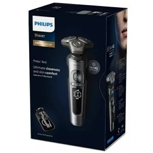 ماشین اصلاح موی صورت فیلیپس مدل SP9871 با 45 تیغه استیل، شارژ بی‌سیم Qi، قابلیت تنظیم سرعت در 3 حالت، سری چرخشی 360 درجه، ضدآب برای استفاده خشک و مرطوب، باتری لیتیومی 1200 میلی‌آمپر ساعت و قابلیت اصلاح ریش بلند تا 7 روز