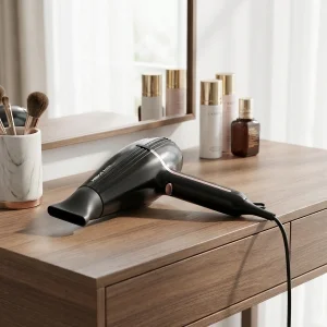 سشوار حرفه‌ای هیسکا مدل H5264 با توان 2400 وات، موتور AC پرسرعت، تکنولوژی یونیزاسیون، تنظیم دما در سه حالت، تنظیم سرعت دوگانه، قابلیت باد سرد واقعی، سری متمرکز کننده هوا و پد ضدلغزش