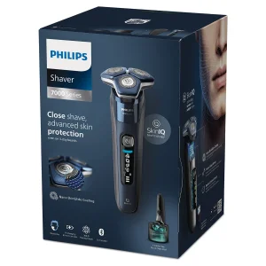 ماشین اصلاح موی صورت فیلیپس مدل S7885 با تیغه چرخشی 360 درجه استیل پیشرفته، قابلیت استفاده خشک و مرطوب، تکنولوژی Skin IQ و Power Adapt برای تنظیم خودکار سرعت، شارژ سریع 5 دقیقه‌ای و ضدآب بودن با امکان استفاده زیر دوش