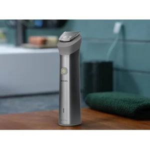 ماشین اصلاح موی سر و صورت فیلیپس مدل MG5930 با تیغه استیل خودتیزشونده، ضد آب، باتری قابل شارژ با 120 دقیقه زمان استفاده، تکنولوژی تنظیم سرعت هوشمند، سری اصلاح بدن و موزن گوش و بینی