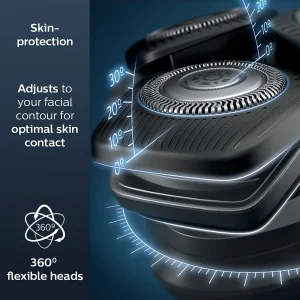 ماشین اصلاح موی صورت فیلیپس مدل S5898 با تکنولوژی Skin IQ و سنسور Power Adapt، ضد آب، تیغه استیل پیشرفته خودتیزشونده، شارژ سریع 5 دقیقه‌ای، مدت استفاده 60 دقیقه، دارای خط زن، استند و کیف نگهداری