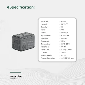 یخچال فریزر خودرو گرین لاین مدل GCF-35 ظرفیت 35 لیتر