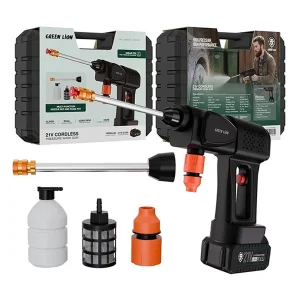 کارواش شارژی 30 بار 240 وات با موتور مسی گرین لاین مدل CX140 با حداکثر دبی آب 4 لیتر بر دقیقه