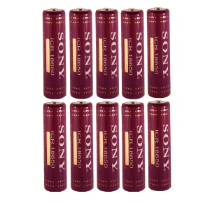 باتری لیتیوم-یون قابل شارژ سونی کد ICR-18650 ظرفیت 4500 میلی آمپرساعت بسته 10عددی