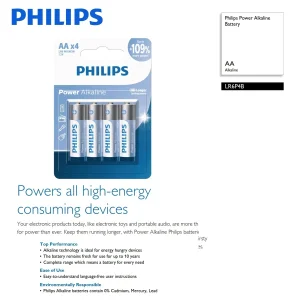 باتری قلمی فیلیپس مدل Power Alkaline LR6P4B بسته چهار عددی