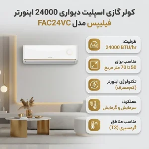 کولر گازی اسپلیت دیواری 24000 اینورتر فیلیپس مدل FAC24VE
