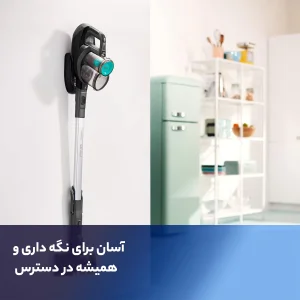 جارو شارژی عصایی فیلیپس مدل SpeedPro FC6724/01 با ظرفیت مخزن 0.4 لیتر، موتور 21 وات، باتری 21.6 ولت و شارژ سریع در 5 دقیقه