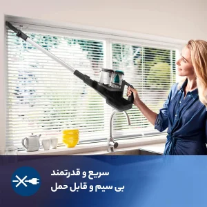 جارو شارژی عصایی فیلیپس مدل SpeedPro FC6724/01 با ظرفیت مخزن 0.4 لیتر، موتور 21 وات، باتری 21.6 ولت و شارژ سریع در 5 دقیقه