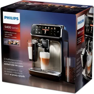 اسپرسوساز خانگی فیلیپس مدل EP5446/70 با مخزن آب 1800 میلی‌لیتر، فشار بخار 15 بار، آسیاب داخلی و قابلیت استفاده از دانه و پودر قهوه