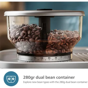 اسپرسوساز فیلیپس مدل PSA3228/41 با توان 1350 وات، 2 نازل قهوه، فوم‌ساز اتوماتیک، تمپر قهوه و بدنه فلزی ضد اثر انگشت