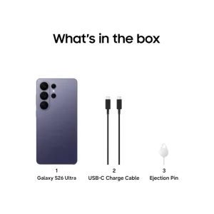 گوشی موبایل سامسونگ مدل Galaxy S26 Ultra دو سیم‌کارت ظرفیت 256 گیگابایت و رم 12 گیگابایت - ویتنام - به همراه شارژر 45 وات سامسونگ